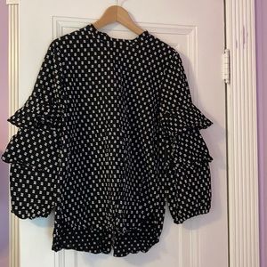 Loft black blouse with flutter sleeves